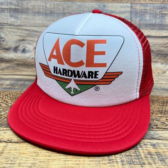 Vintage ACE Hardware Mens Trucker Hat Red Snapback 1968 Logo Mesh Baseball Cap - Picture 6 of 7